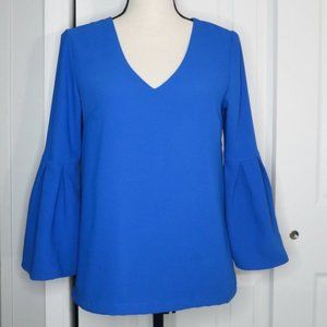 H&M Royal Blue Blouse with Bell Sleeve Size 4